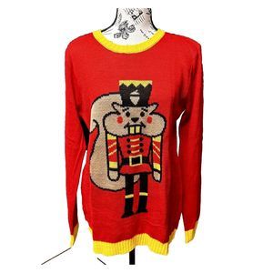 NWOT Norther Pole Ugly Sweater Chipmunk Nutcracker Christmas Knit Pullover M